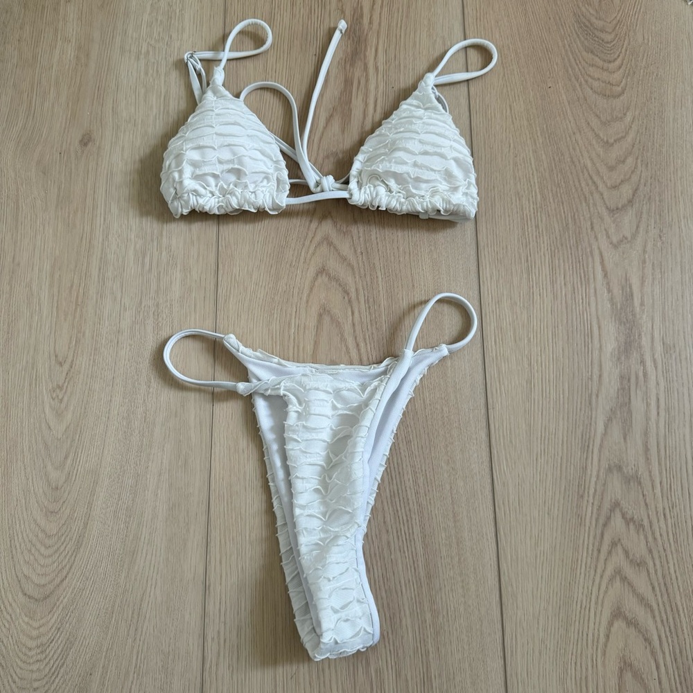 White Ruffle Bikini Set